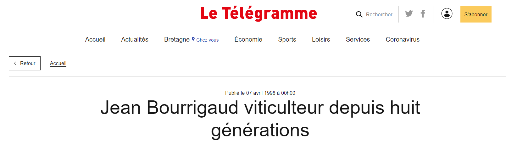 Le passé nous revient en mémoire grâce aux médias : Le Télégramme 1998 !